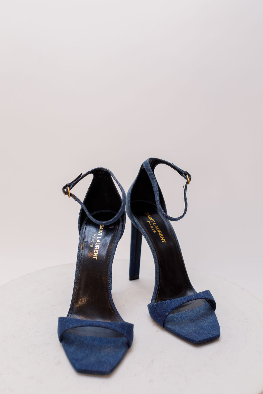 Blue Denim BEA Heeled Sandals SAINT LAURENT Size 40 – La Suite