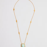Amazonite Drop Pendant Set with White Zircons and Small Gold-plated Tassels Necklace - model PRINCESS / SHIREL BELLAICHE