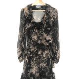 Black Floral Maples Feathery Floral-print Silk Wrap Dress / ZIMMERMANN - Size 1