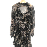 Black Floral Maples Feathery Floral-print Silk Wrap Dress / ZIMMERMANN - Size 1
