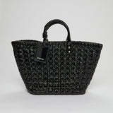 Black Varnished Faux Calfskin Basket Tote Bag - model BISTRO XL / BALENCIAGA