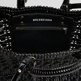 Black Varnished Faux Calfskin Basket Tote Bag - model BISTRO XL / BALENCIAGA