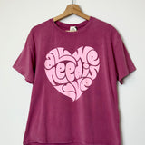 Bordeaux T-shirt "ALL WE NEED IS LOVE" / ARTY BLUSH - One Size