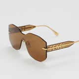 Brown FENDIGRAPHY Oversized Shield Sunglasses / FENDI