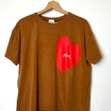 Camel T-shirt with Bisous inside Heart Shape / ARTY BLUSH - One Size