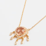 Champagne Drop Pendant Set with White Zircons and Small Gold-plated Tassels Necklace - model HYDRO MORGANITE / SHIREL BELLAICHE