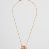 Champagne Drop Pendant Set with White Zircons and Small Gold-plated Tassels Necklace - model HYDRO MORGANITE / SHIREL BELLAICHE