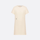 CHRISTIAN DIOR White Wool and Silk Straight Dress - Size 36