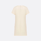 CHRISTIAN DIOR White Wool and Silk Straight Dress - Size 36