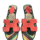 HERMÈS Coral Suede Brides de Gala ORAN Slides Sandal - Size 38