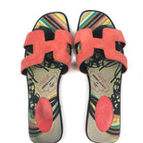HERMÈS Coral Suede Brides de Gala ORAN Slides Sandal - Size 38