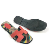 HERMÈS Coral Suede Brides de Gala ORAN Slides Sandal - Size 38