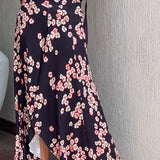 Dark Purple Long Floral Jersey Skirt - model DRACEN / ISABEL MARANT - Size 34