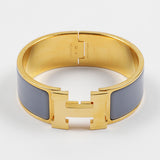 Gray CLIC CLAC Bracelet in Enamel with Palladium-plated Hardware / HERMES