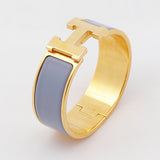 Gray CLIC CLAC Bracelet in Enamel with Palladium-plated Hardware / HERMES