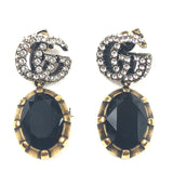 GUCCI Double G Earrings with Black Crystals