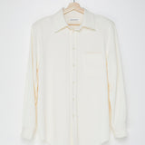 Ivory Padded Shoulder Long  Shirt - model HOLLIS / THE FRANKIE SHOP - Size XS/S