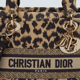 Beige Multicolor Mizza Embroidery Medium Lady D-Lite Bag / CHRISTIAN DIOR