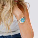 Legacy Blue Agate Eclipse Plated Stainless Steel Watch / TIMES X JACQUIE AICHE - Size 36mm