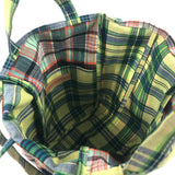 Multicolor Madras Plaid Green Cotton easy Bag / AMIACALVA - Size M
