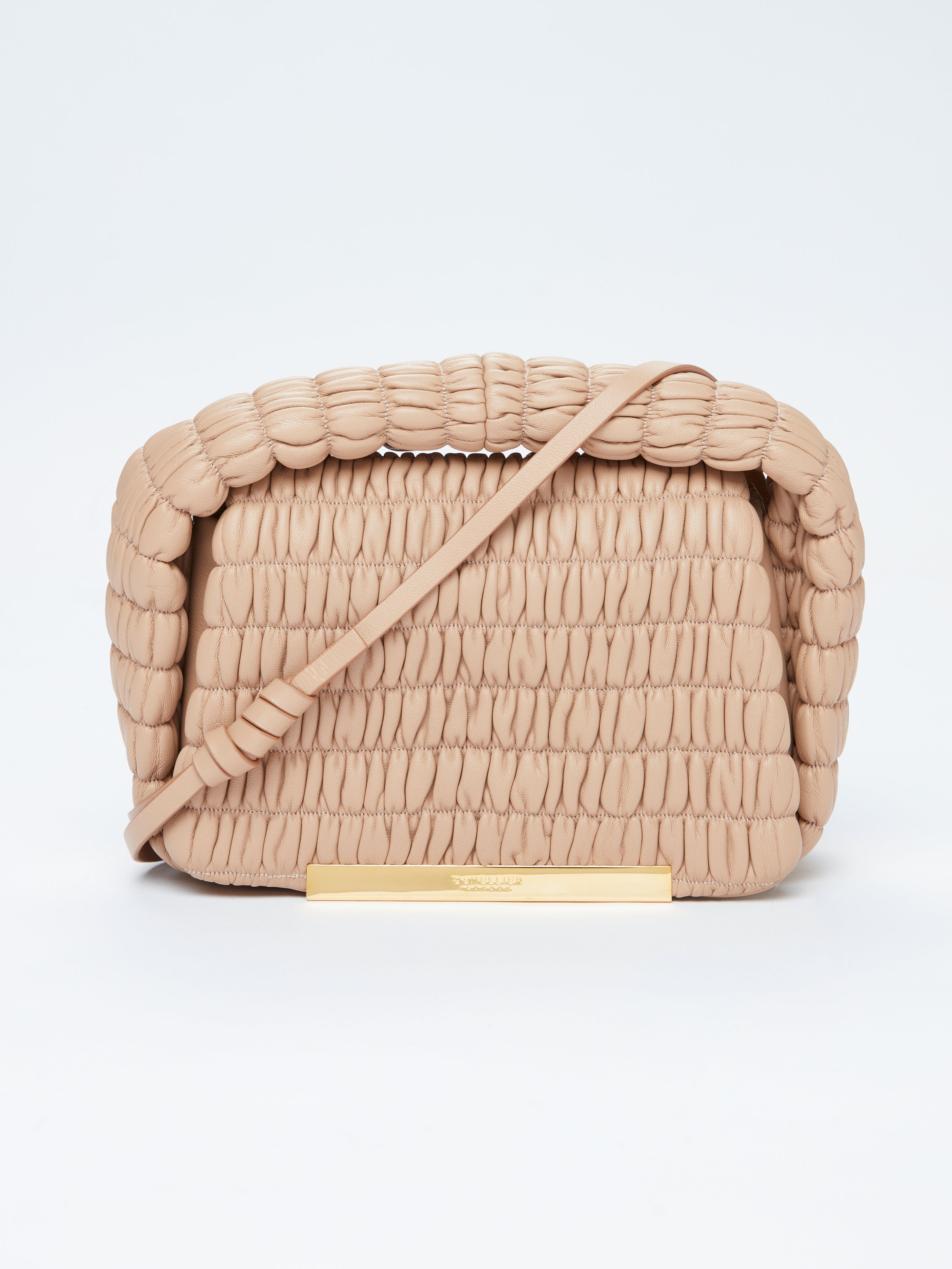 Neutral Mini Lisbon Bag in Shearling Smooth Leather DEMELLIER