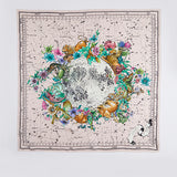 Pink Zodiac Print Square Silk Twill Scarf / DIOR