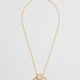 Harlequin Opal Drop Pendant Set with White Zircons and Small Gold-plated Tassels Necklace - model HYDRO MORGANITE / SHIREL BELLAICHE