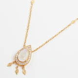 Quartz Drop Pendant Set with White Zircons and Small Gold-plated Tassels Necklace - model BABY PRINCESS / SHIREL BELLAICHE