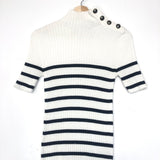 CHRISTIAN DIOR White Cotton Striped Jumper - Size 40