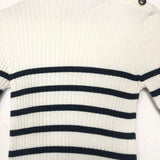 CHRISTIAN DIOR White Cotton Striped Jumper - Size 40