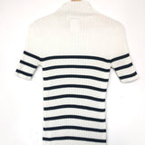 CHRISTIAN DIOR White Cotton Striped Jumper - Size 40