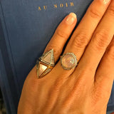 18K NIRVANA Grey Gold Ethiopian Opal Ring with Blue Sapphire and Diamonds / NOOR FARES