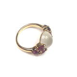 18K Rose Gold LUNA Ring with Cabochon Rose Quartz and Side Pink Tourmaline / POMELLATO - Size 56