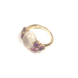 18K Rose Gold LUNA Ring with Cabochon Rose Quartz and Side Pink Tourmaline / POMELLATO - Size 56