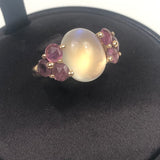 18K Rose Gold LUNA Ring with Cabochon Rose Quartz and Side Pink Tourmaline / POMELLATO - Size 56