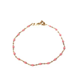 18K Yellow Gold Baby Pink Classic GIGI Beaded Bracelet / GIGI CLOZEAU - Size 17 cm