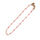 18K Yellow Gold Baby Pink Classic GIGI Beaded Bracelet / GIGI CLOZEAU - Size 17 cm