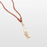 18k Yellow Gold, Diamond, Mother of Pearl Bedouin Fishbone Adjustable Necklace / MAVEROC