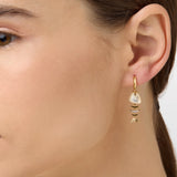 18k Yellow Gold, Diamond, Mother of Pearl Bedouin Fishbone Single Earring / MAVEROC