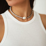 Grey Pearls, Gold-plated Chain and Baroque Pearl Necklace