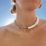 White Shell and Chain Necklace