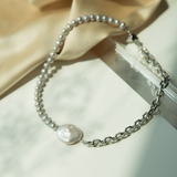 Grey Pearls, Gold-plated Chain and Baroque Pearl Necklace