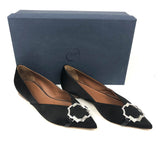 Black Flat Satin Brooch Ballerines - model COLLINA / MALONE SOULIERS - Size 37