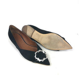 Black Flat Satin Brooch Ballerines - model COLLINA / MALONE SOULIERS - Size 37