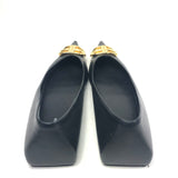 Black Square Knife Logo-embellished Leather Point-toe Flats / BALENCIAGA - Size 36