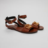 Brown VLOGO Flat Sandals / VALENTINO - Size 36