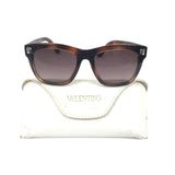 Tortoise Shell Acetate Square Frame Rockstud Sunglasses / VALENTINO
