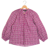 Purple Floral Print English Embroidered Button-down Blouse / MAJE - Size 1