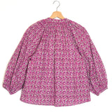 Purple Floral Print English Embroidered Button-down Blouse / MAJE - Size 1