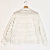 White English Embroidered Cotton Blouse / MAJE - Size 1